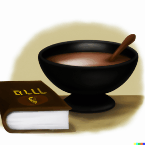Articles DALL·E 2023 08 28 07.55.16 a bible with a kava kava bowl sitting next to it filled with light brown liquid. digital art