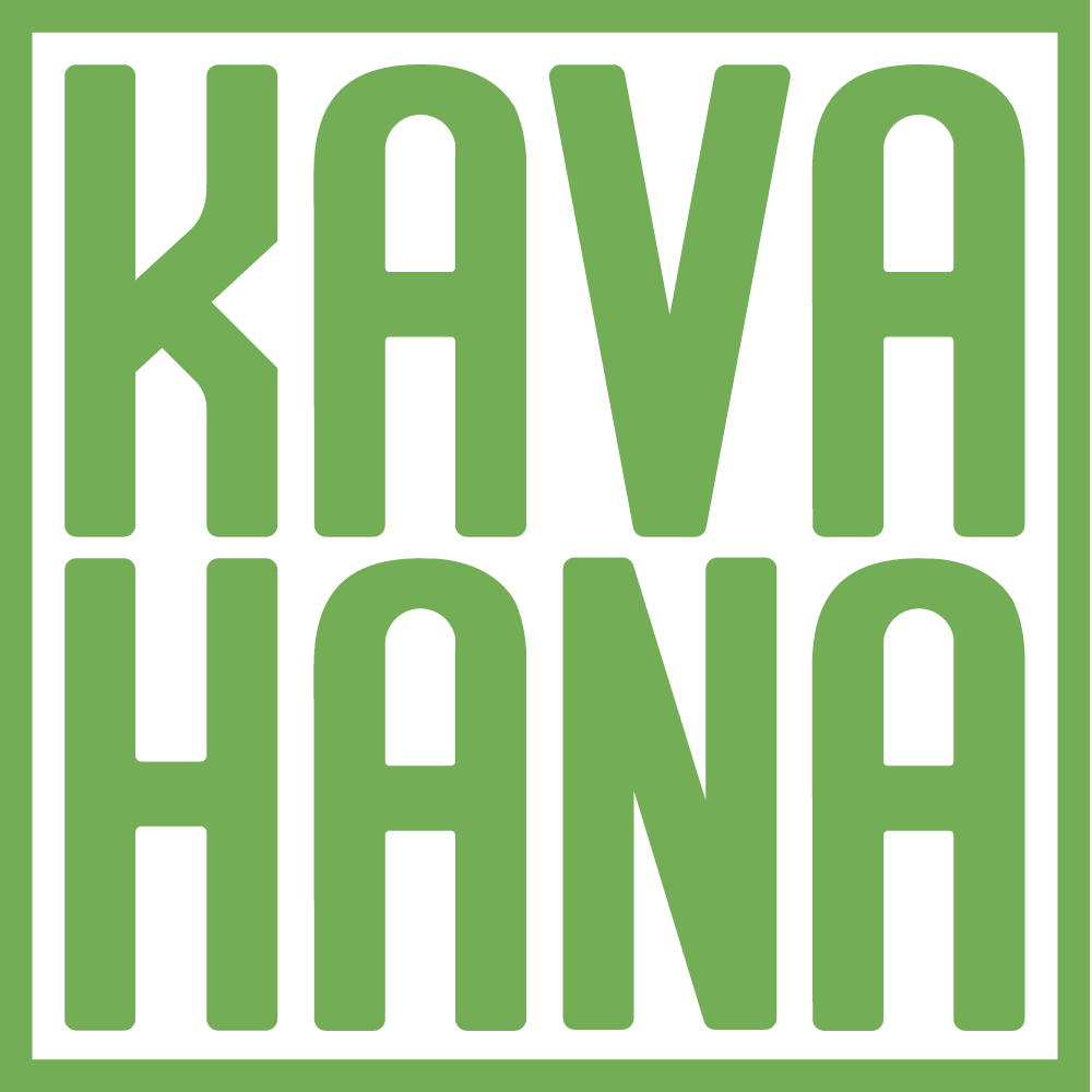 a boxed design broken into kava and hana below it, in a light lime green color