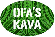 oval logo with white letters for ofa's kava